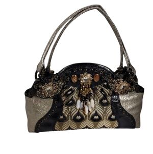 Mary Frances  Beaded  Gold Sparkle Material Handbag